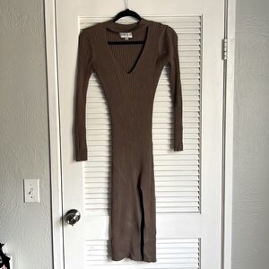 Sundays the label brown ribbed midi dress